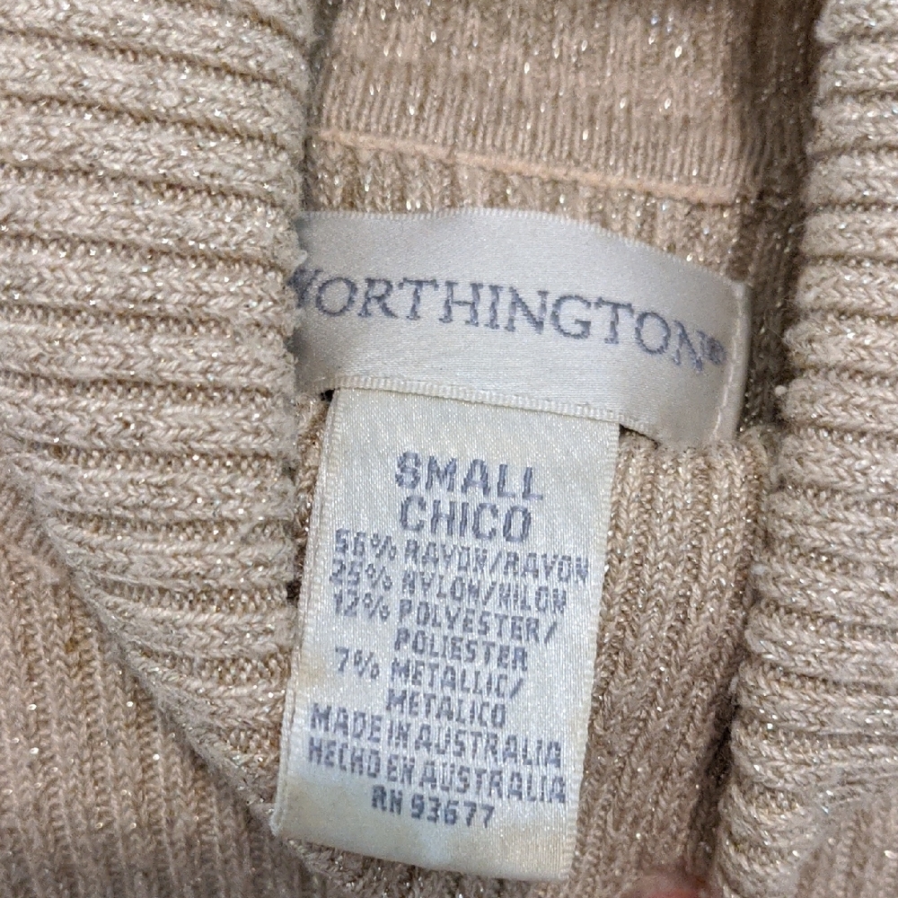 Worthington Shimmering Gold Turtleneck Sweater - Picture 2 of 8